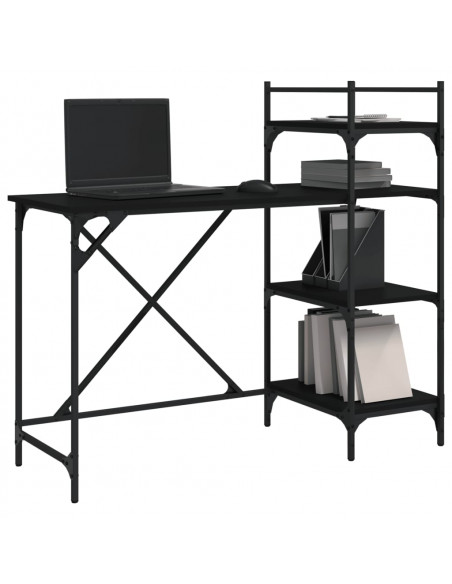 Scrivania per Computer con Scaffali Nera 120x47x109 cm