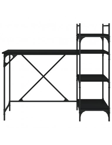 Scrivania per Computer con Scaffali Nera 120x47x109 cm
