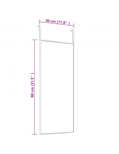 Specchio da Porta Nero 30x80 cm in Vetro e Alluminio