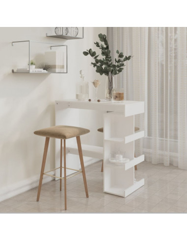 Tavolo da Bar con Ripiani Bianco 100x50x101,5 cm in Truciolato