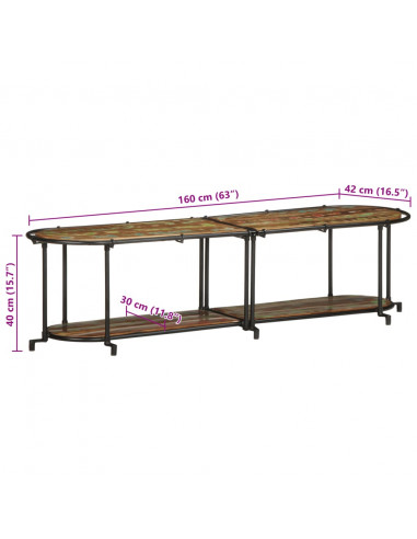Mobile Porta TV 160x42x40 cm in Legno Massello di Recupero