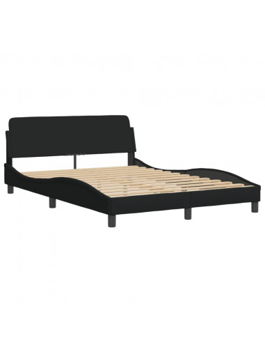Letto con Materasso Nero 140x200 cm in Tessuto