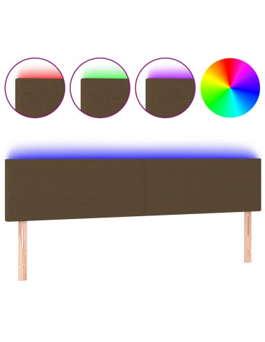 Testiera a LED Marrone Scuro 160x5x78/88 cm in Tessuto