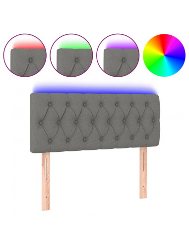 Testiera a LED Grigio Scuro 100x7x78/88 cm in Tessuto