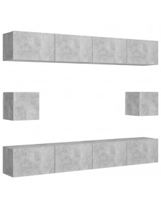 Set di Mobili Porta TV 6 pz Grigio Cemento in Legno Multistrato 2
