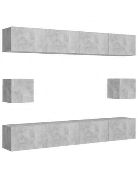 Set di Mobili Porta TV 6 pz Grigio Cemento in Legno Multistrato