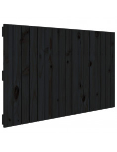 Testiera da Parete Nera 108x3x60 cm in Legno Massello di Pino 2