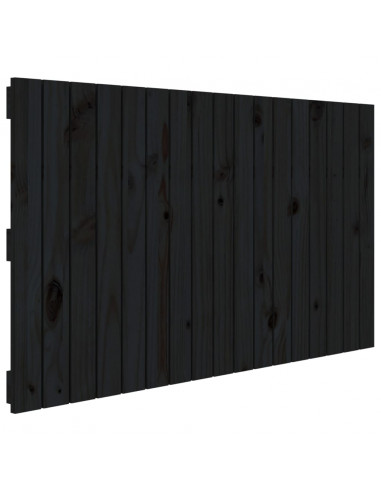 Testiera da Parete Nera 108x3x60 cm in Legno Massello di Pino