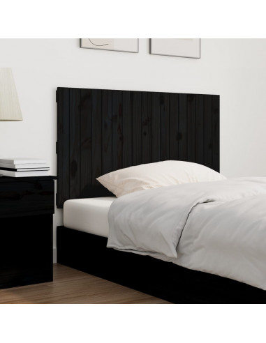 Testiera da Parete Nera 108x3x60 cm in Legno Massello di Pino