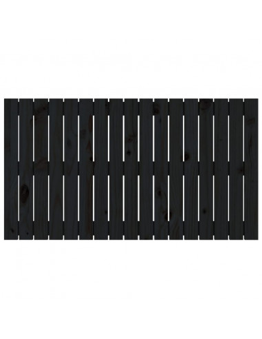 Testiera da Parete Nera 108x3x60 cm in Legno Massello di Pino
