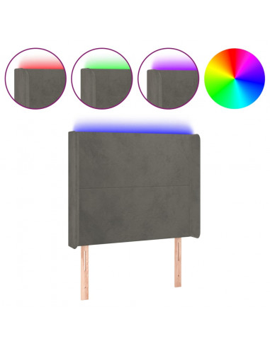 Testiera a LED Grigio Scuro 93x16x118/128 cm in Velluto