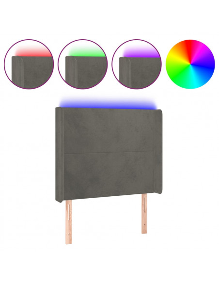 Testiera a LED Grigio Scuro 93x16x118/128 cm in Velluto