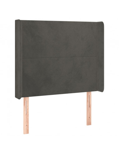 Testiera a LED Grigio Scuro 93x16x118/128 cm in Velluto