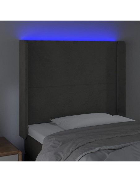 Testiera a LED Grigio Scuro 93x16x118/128 cm in Velluto