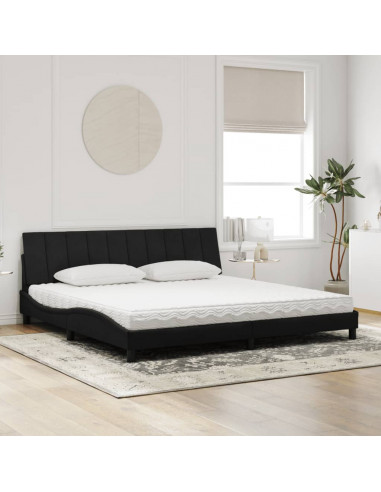 Letto con Materasso Nero 200x200 cm in Velluto