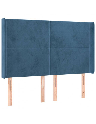 Testiera ad Orecchio Blu Scuro 147x16x118/128 cm in Velluto