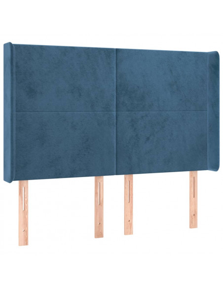 Testiera ad Orecchio Blu Scuro 147x16x118/128 cm in Velluto