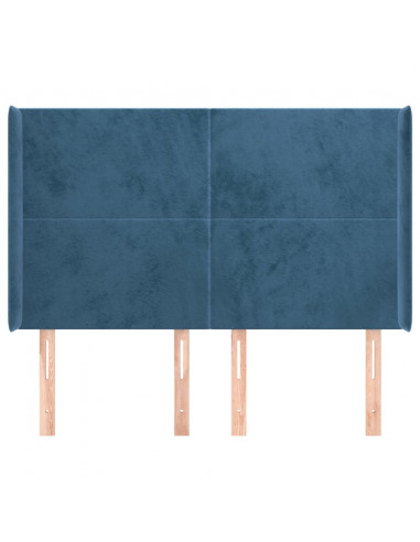 Testiera ad Orecchio Blu Scuro 147x16x118/128 cm in Velluto