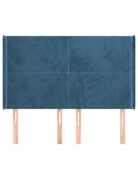 Testiera ad Orecchio Blu Scuro 147x16x118/128 cm in Velluto