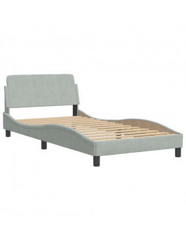 Letto con Materasso Grigio Chiaro 100x200 cm in Velluto