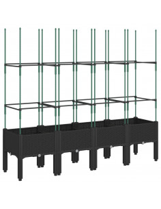 Fioriera da Giardino con Traliccio Nera 160x40x142,5 cm in PP 2
