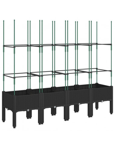 Fioriera da Giardino con Traliccio Nera 160x40x142,5 cm in PP