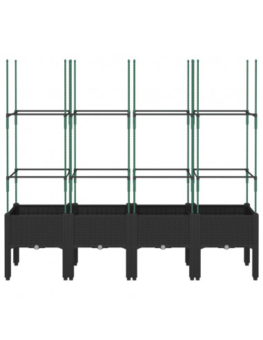 Fioriera da Giardino con Traliccio Nera 160x40x142,5 cm in PP