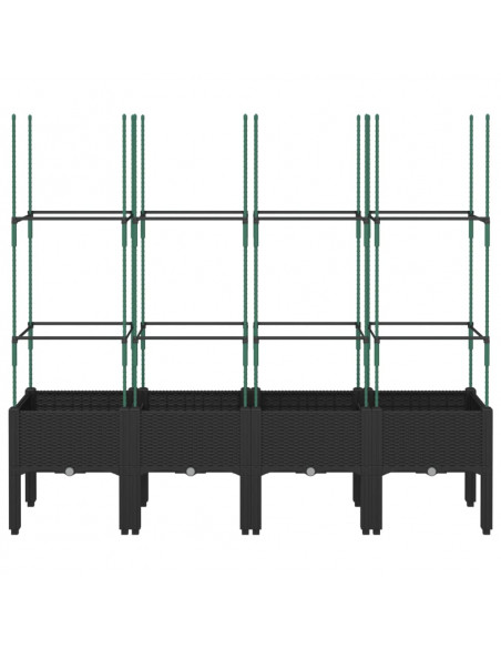 Fioriera da Giardino con Traliccio Nera 160x40x142,5 cm in PP