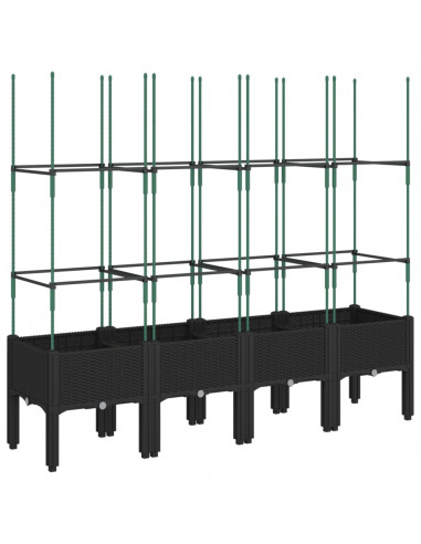Fioriera da Giardino con Traliccio Nera 160x40x142,5 cm in PP
