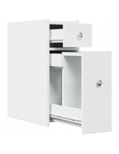 Armadietto da Bagno Stretto con Ruote Bianco in Truciolato 2