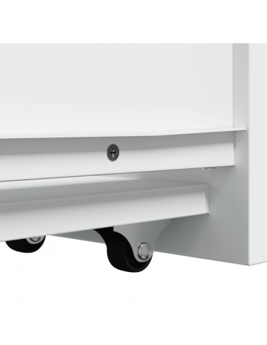 Armadietto da Bagno Stretto con Ruote Bianco in Truciolato