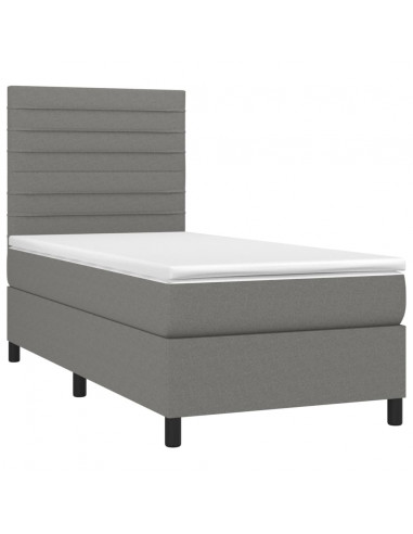 Giroletto a Molle con Materasso Grigio Scuro 90x200 cm Tessuto