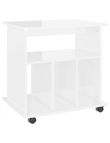Mobiletto con Rotelle Bianco Lucido 60x45x60 cm in Truciolato