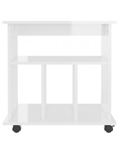 Mobiletto con Rotelle Bianco Lucido 60x45x60 cm in Truciolato