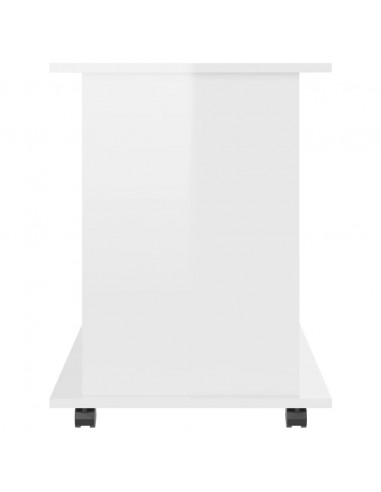 Mobiletto con Rotelle Bianco Lucido 60x45x60 cm in Truciolato