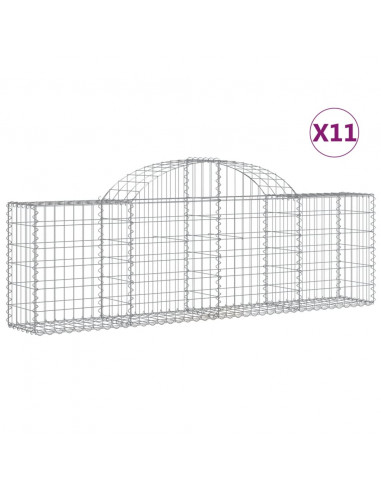 Cesti Gabbioni ad Arco 11 pz 200x30x60/80 cm Ferro Zincato