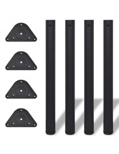 Set Gambe per Tavolo 4 pz Nere Regolabili in Altezza 710 mm 2
