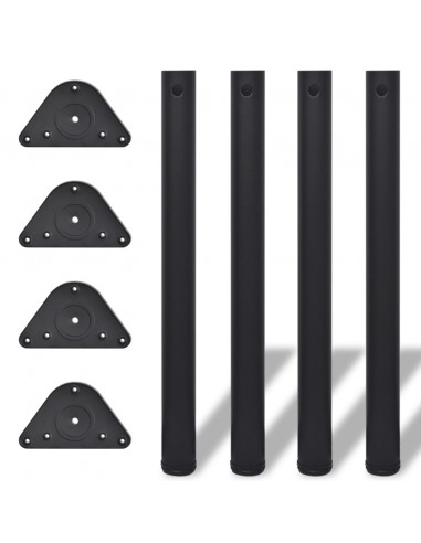 Set Gambe per Tavolo 4 pz Nere Regolabili in Altezza 710 mm