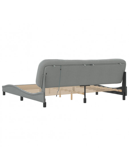 Giroletto con Luci LED Grigio Chiaro 200x200 cm in Tessuto