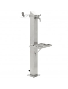 Fontanella a Colonna in Acciaio Inossidabile Quadrata 95 cm 2