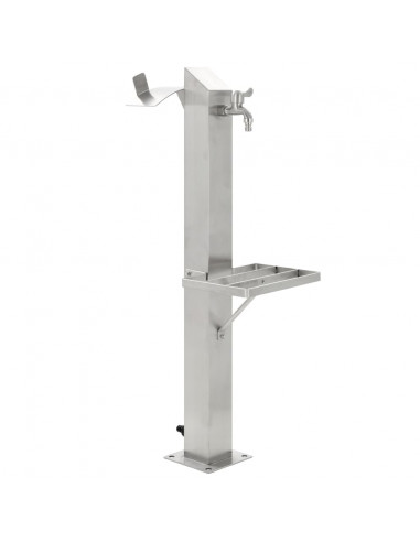 Fontanella a Colonna in Acciaio Inossidabile Quadrata 95 cm