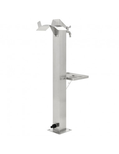 Fontanella a Colonna in Acciaio Inossidabile Quadrata 95 cm