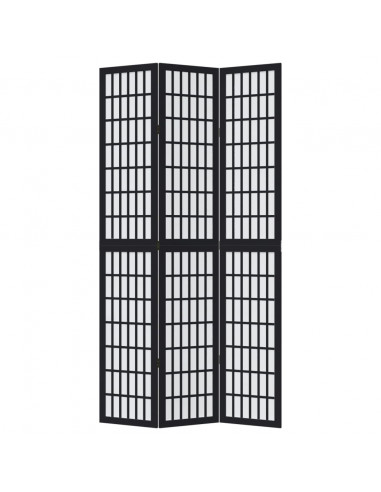 Divisorio Ambienti 3 Pannelli Nero Legno Massello di Paulownia