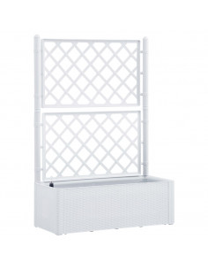 Letto Rialzato da Giardino con Graticcio e Irrigazione Bianco 2