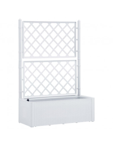 Letto Rialzato da Giardino con Graticcio e Irrigazione Bianco