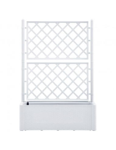 Letto Rialzato da Giardino con Graticcio e Irrigazione Bianco