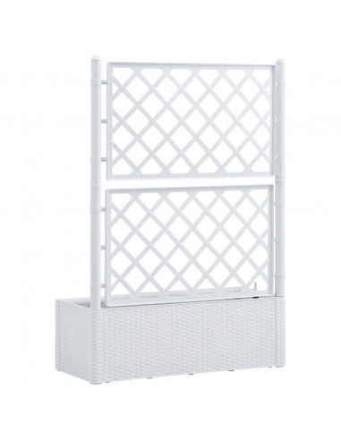 Letto Rialzato da Giardino con Graticcio e Irrigazione Bianco