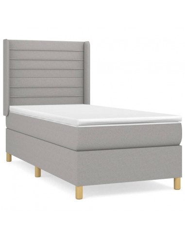 Giroletto a Molle con Materasso Grigio Chiaro 90x190 cm Tessuto