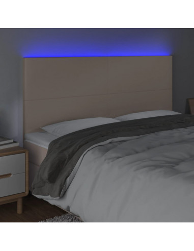 Testiera a LED Cappuccino 160x5x118/128 cm in Similpelle