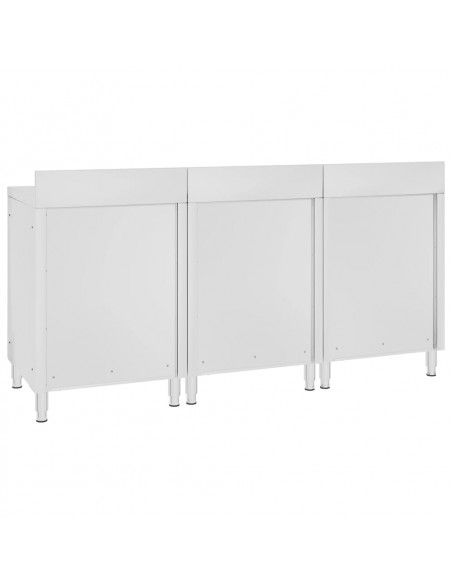 Mobiletto con Piano di Lavoro 180x60x96 cm in Acciaio Inox
